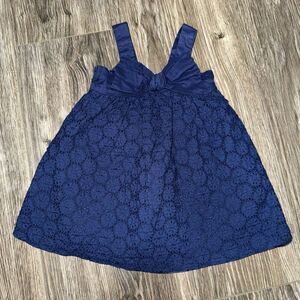 🏈 Cherokee 12m Navy eyelet bow dress